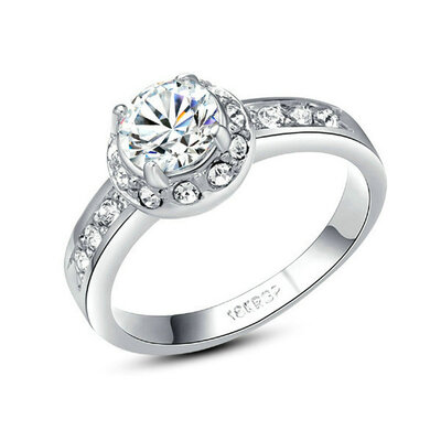 

Yoursfs® 18K White Gold Plated 1.2CT Simulated Diamond Promise Rings Use Austrian Crystal Fashion Jewelry