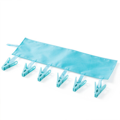 

FOOJO Fabric Bathroom Towel Clip Clothes Clip 3 Rows Blue