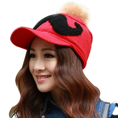 

Mengsk (MSEK) WMZ131407 baseball cap Korean plus cashmere thick imitation rabbit hair ball warm wool hat red