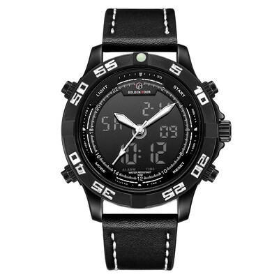 

New Model Luxury Brand Men Analog LED Digital Quartz Waterproof Leather Sports Watches Men's Army Military Watch Man Quartz Cloc