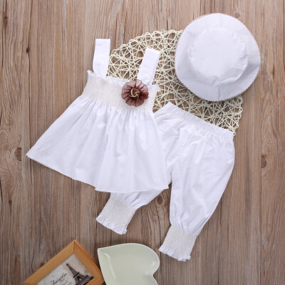 

Princess Baby Kids Girls Tops Dress+Pants+Hat 3pcs Wedding Party Suits Outfits