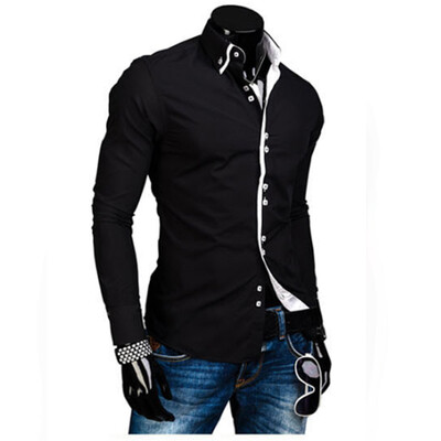 

Men Shirt Luxury Brand 2017 Male Long Sleeve Shirts Casual Solid Multi-Button Hit Color Slim Fit Dress Shirts Mens Hawaiian XXL
