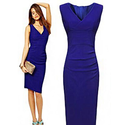 

Lovaru ™ New type of cultivate one's morality v-neck sleeveless sexy dress Simple pure color leisure knee-length dress