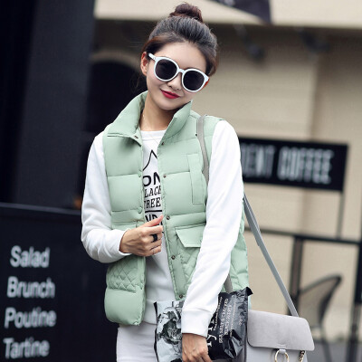 

2017 autumn and winter new ladies Korean version of the wild thickening warm multi-pocket stand collar vest Ms. leisure cotton