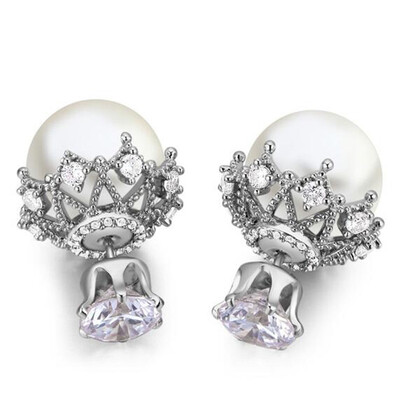 

Rose Gold Color CZ Stud Earrings Fashion Jewelry For Women Korea Trendy Imitation Pearl Earrings Vintage 24890