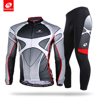 

NUCKILY Men's Spring/Autumn breathable cool design road bike long sleeve cycling clothing set