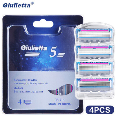 

Giulietta 4pcs High Quality Face Care Shaving Razor Blade For Men Stainless Steel F5 Blades GF1714