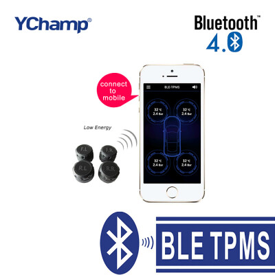 

YChampBluetooth 4.0 APP TPMS Tire Pressure Monitoring System with 4 external sensors support For android iphone phone