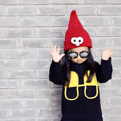

Дзеці шлема вочы Вуліца Сезам Knit Hat Мужчыны і дзяўчаты Шпіль мультфільм птушка воўны капялюш восенню і зімой капялюш