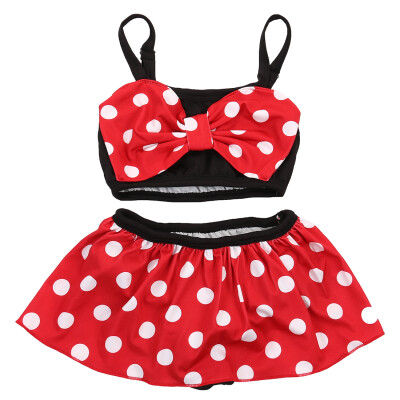 

Baby Kids Girl Minnie Bikini Swimwear Strappy Swimming Swimsuit Costume Bathing