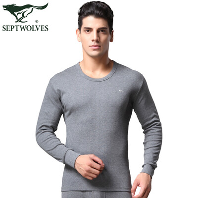 

Seven wolves Qiuyi Qiuku mens cotton spring&autumn thin section of thermal underwear mens suit dark gray XL
