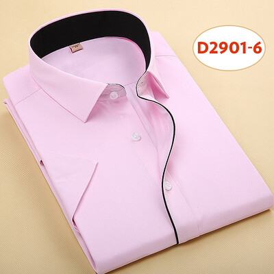 

Business Style Men Shirt Fashion Short Sleeve Solid Color Spring Autumn Slim