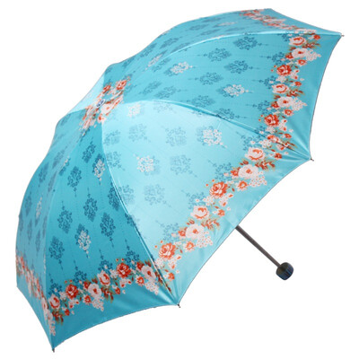 

Paradise umbrella flower color high-density polyester anti-ultraviolet three fold umbrella umbrella blue umbrella blue 308T