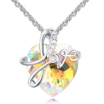 

Love Heart Pendant Necklaces For Women Fashion Jewelry White Gold Color Female Birthday Gift Crystal from Austrian 26488