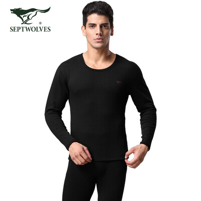 

Seven wolves thermal underwear mens warm suit plus velvet thick autumn clothing long pants mens winter underwear 98121 black L