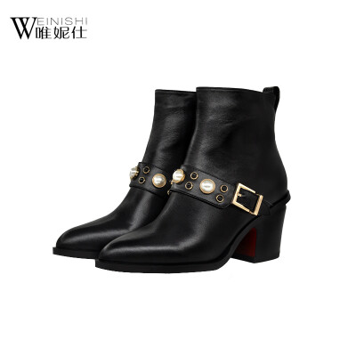 

Persun good quality boot winter balck pebbling patent leather short boots causl style women boots