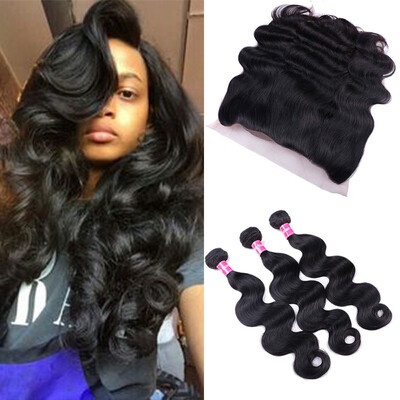 

Malaysian Body Wave 3 Bundles With Frontal Closure 13x4 Ear To Ear Lace Frontal Closure With Bundles Human Hair Weave