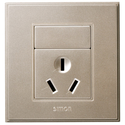 

Simon Electric simon V51681-02 16A three-hole socket 56C series 86-type switch socket panel bright champagne