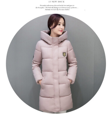 

Winter new women's cotton Korean women's self-cultivation in a long section of cold hooded cotton