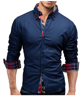 

Fashion Male Shirt Long-Sleeves Tops Double collar business shirt Mens Dress Shirts Slim Men Shirt 3XL