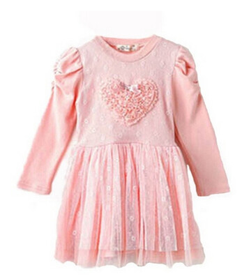 

Pinks Baby Girls Princess Dresses Party Spring 3D Heart Tulle Tutu Dress 2-7Y