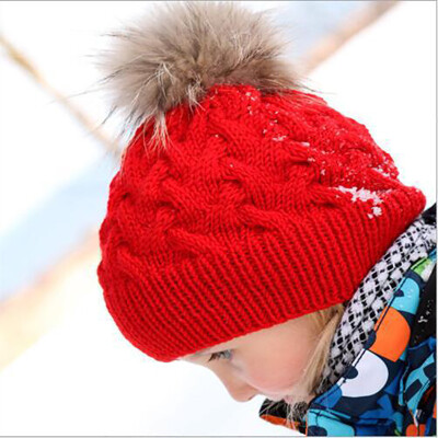 

Children twist knitted wool hat with hair ball hat baby winter warm hat ebay hot