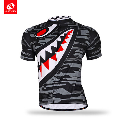 

NUCKILY Men's summer short sleeve customized polyester sharp tooth design road bike jersey