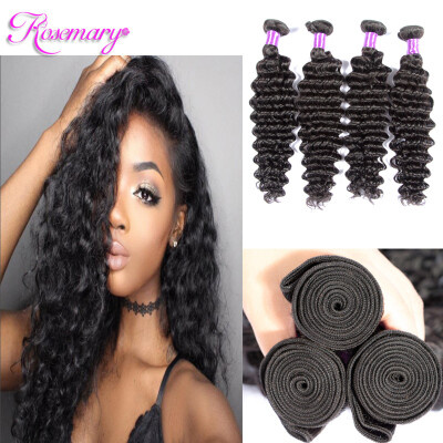 

Peruvian Virgin Hair deep wave 4 Bundles Unprocessed Virgin Human Hair Weave Bundles Extensions Natural Color