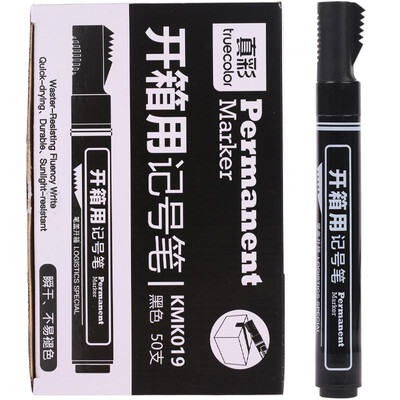 

TRUECOLOR black quick-drying round pen head logistics oily marker big head pen express out of the box 50 box KMK019
