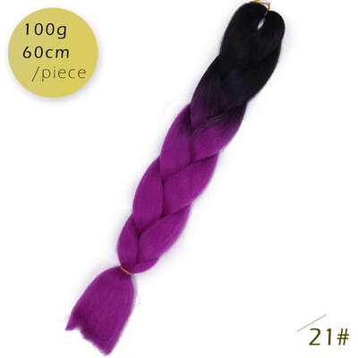 

AISI HAIR 100gpcs 24inch Kanekalon Jumbo Braids Hair Ombre Two Tone Colored Synthetic Hair for Dolls Crochet Hair
