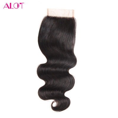 

ALOT Peruvian Body Wave Lace Closure Free / Middle /Three Part Hair Natural Color 100% Human Hair Closure 4"x4" Swiss Lace