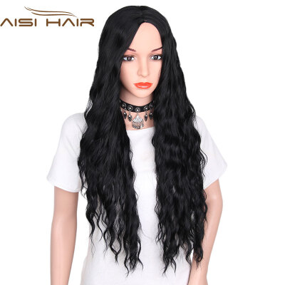 

AISI HIAR Syntheti Curly Red Black Dark Brown and Ombre Blonde Hair Long Wigs for Women