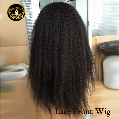 

Kason Peruvian Kinky Straight Lace Front Wig Italian Yaki Natural Color Unprocessed Virgin Peruvian Human Hair For Black Women