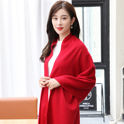

STORY Of SHANGHAI Ladies Woolen Scarves Warm autumn&winter warm solid shawl dark red
