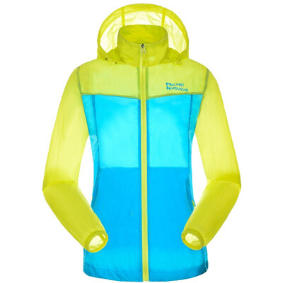 

ALPINT MOUNTAIN outdoor clothing couple stitching men and women skin windbreaker fast protective clothing 630-107 female models sky blue + rose red S