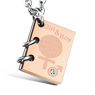

Пары Open Love Notebook Pendant Necklace Inlaid Cubic Zirconia Love Book День святого Валентина Подарочные ювелирные изделия