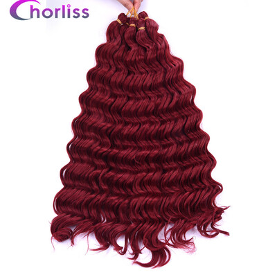 

Chorliss 22" Deep Wave Hair Crochet Braids Black Synthetic Ombre Braiding Hair Extensions 80gpack