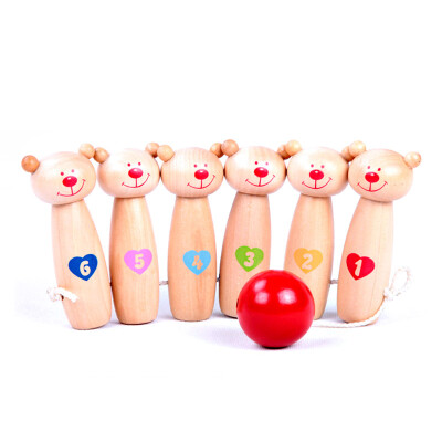 

Germany to the next race Classic World Infant children's toys parent-child interactive fitness sports games outdoor fun wooden bowling 4125