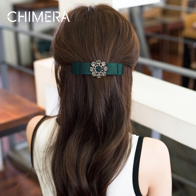 

Chimera (CHIMERA) hair ornaments headdress crystal cloth bangs clip ponytail clip top clip side clip dark green