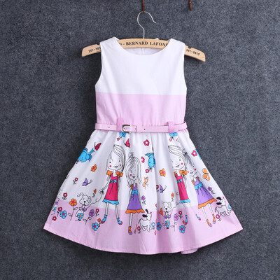 

CANISGirls Princess White Flower Print Dress Cotton