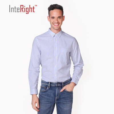 

INTERIGHT cloud finishing stripes men casual shirt blue bar 40 yards