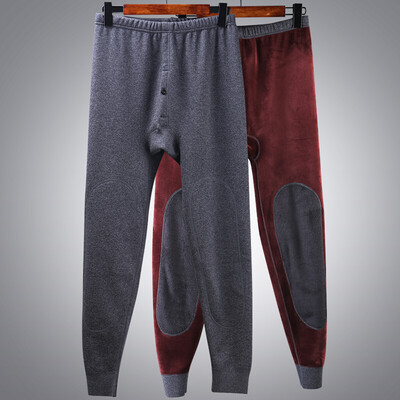 

Yu Zhaolin single men&39s warm pants men&39s home trousers plus velvet thick wool patch thermal underwear knee pads Qiubao dark gray L