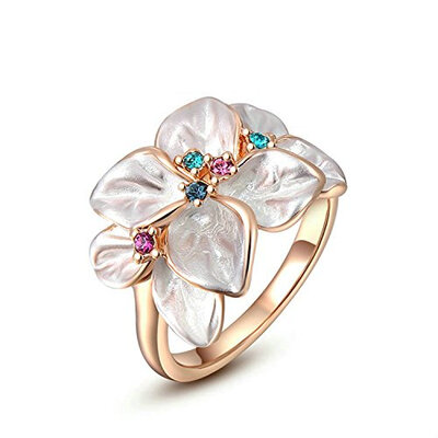 

Yoursfs Flower Cocktail Ring For Women Colorful Quartz Enamel Ring Wedding Jewelry