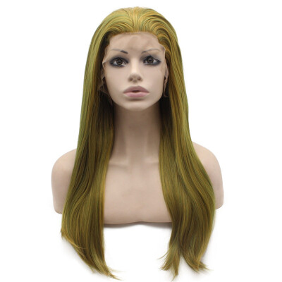 

Iwona Synthetic Hair Lace Front Long Straight Green Wig