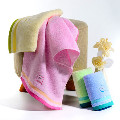 

Vosges Jade Cotton Towel Cute Embroidery Bear 16s Super Soft Yarn Plain Child towel Wipes Small Towel 2550cm Green Powder