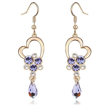 

Austrian Crystal Water Drop Earrings Fashion Jewelry Heart Hanging Earring For Women 6807