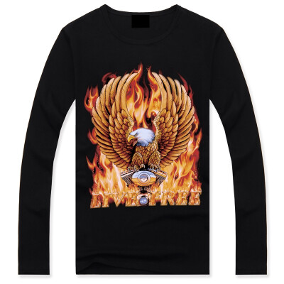 

Men's Black 3D Graphics Printed Rock Skull Pattern Long Sleeve T-Shirt Top Tee Shirt -XXXL(Fire Eagle