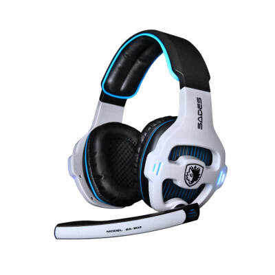 

Sades SA903 gaming headsets (white and blue) Jedi survival computer headphones headset 7.1-channel sound card eating chicken sharp