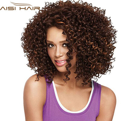 

AISI HAIR Afro Kinky Curly Hair Synthetic Wigs for Black Women Brown Mixed Blonde Color