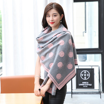 

STORY Of SHANGHAI Ladies&39 cashmere scarf autumn&winter warm shawl smile blue